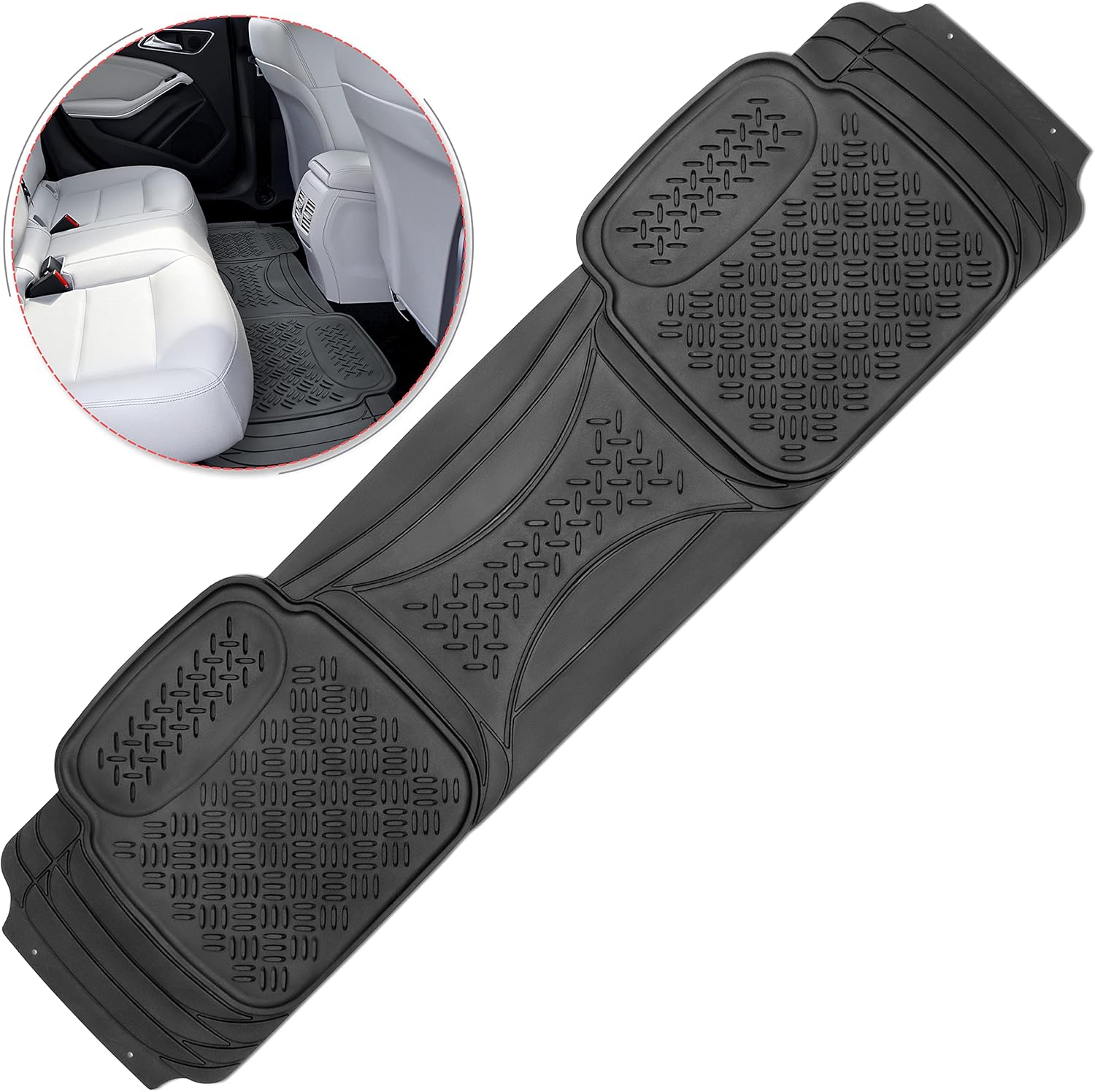 Heavy Duty Black Rubber Car Floor Mat by Vaygway Automotive Rear Universal 1 Piece
