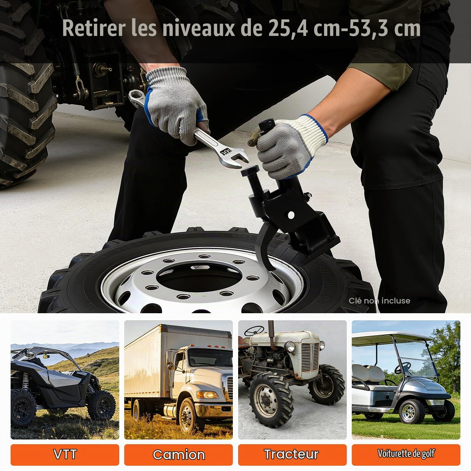 Concasseur de Pneu Manuel - Détalonneur Pneu Démonte - Changeur De Pneu Avec Tapis En Caoutchouc - Pneus Manuel Convient 10 à 21 Pouces Kit Réparation Ajustable