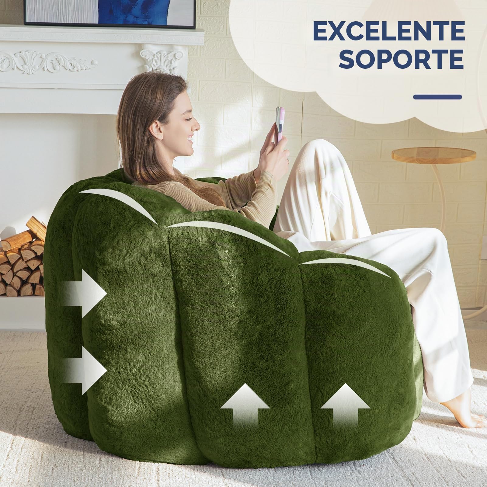 MAXYOYO Sillón Puff, Sofá Puf con Forma Floral, Incluye Relleno, Suave Sofá de Suelo de Piel Sintética, Tamaño Gigante, Ideal para Sala de Estar y Dormitorio