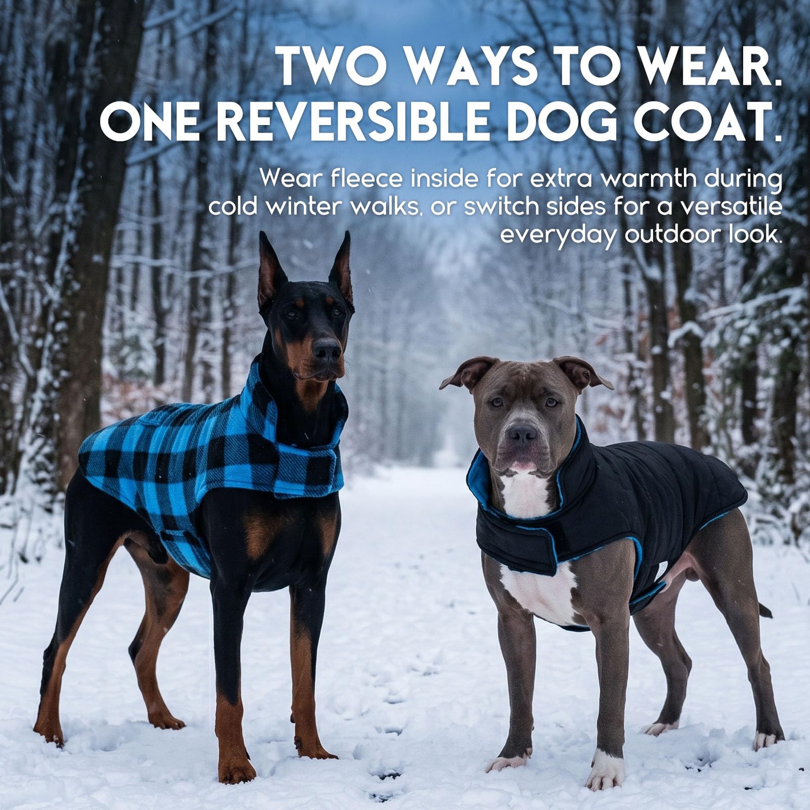 ASENKU Hundemantel Winter XL – Wasserdicht Hundejacke für Grosse Hunde | Warm gefüttert, Tasche, Klettverschluss, Doppelseitig. Winterjacken & Wintermäntel Ideal für Labrador, Golden Retriever