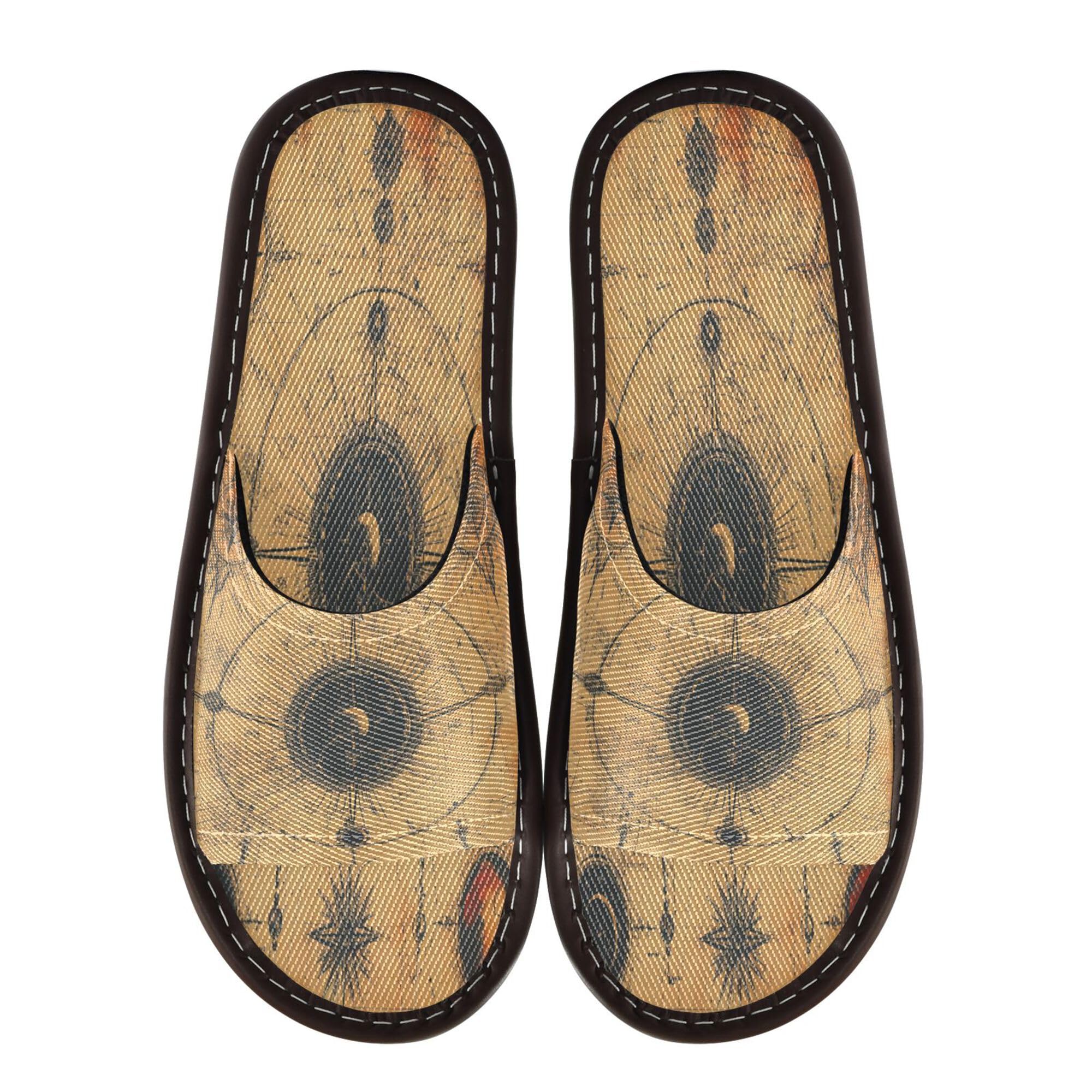 KLL Spa Shower Slippers Indoor Washable Cute Home Beach Non Slip Sandals for Travel Airplane Hotel 10.5-11 Boho Vintage Mysterious Symbols