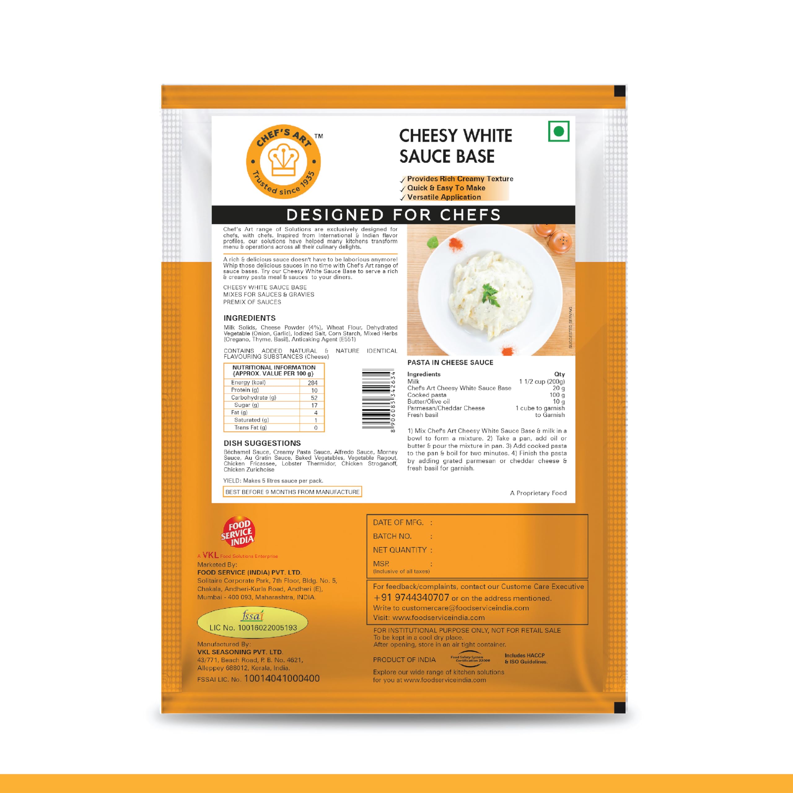 Chefs Art Cheese pasta base 500g (B0CXXXB75P) Amazon Price History, Amazon Price Tracker