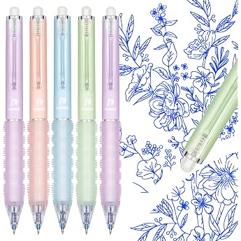 KERIFI Radierbarer Kugelschreiber 5 St ck Tintenroller Radierbar Einziehbare Radierbare Stifte Erasable Pens Gelstifte Radierbar f r Studenten Geschenk Schulsachen Schul B robedarf 05 mm Blau