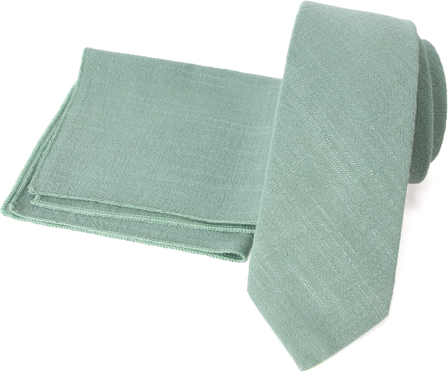 Men's Linen Blend Necktie and Pocket Square Handkerchief Hanky Set Sage : Clothing, Shoes & Jewelry