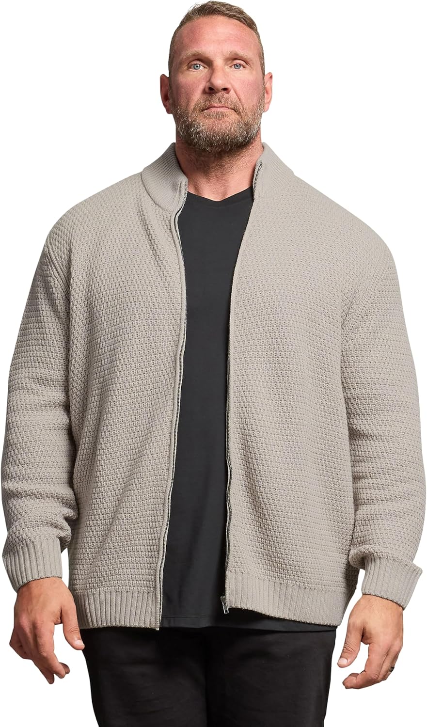 BadRhino Big & Tall Men's Zip Through Cardigan Natural