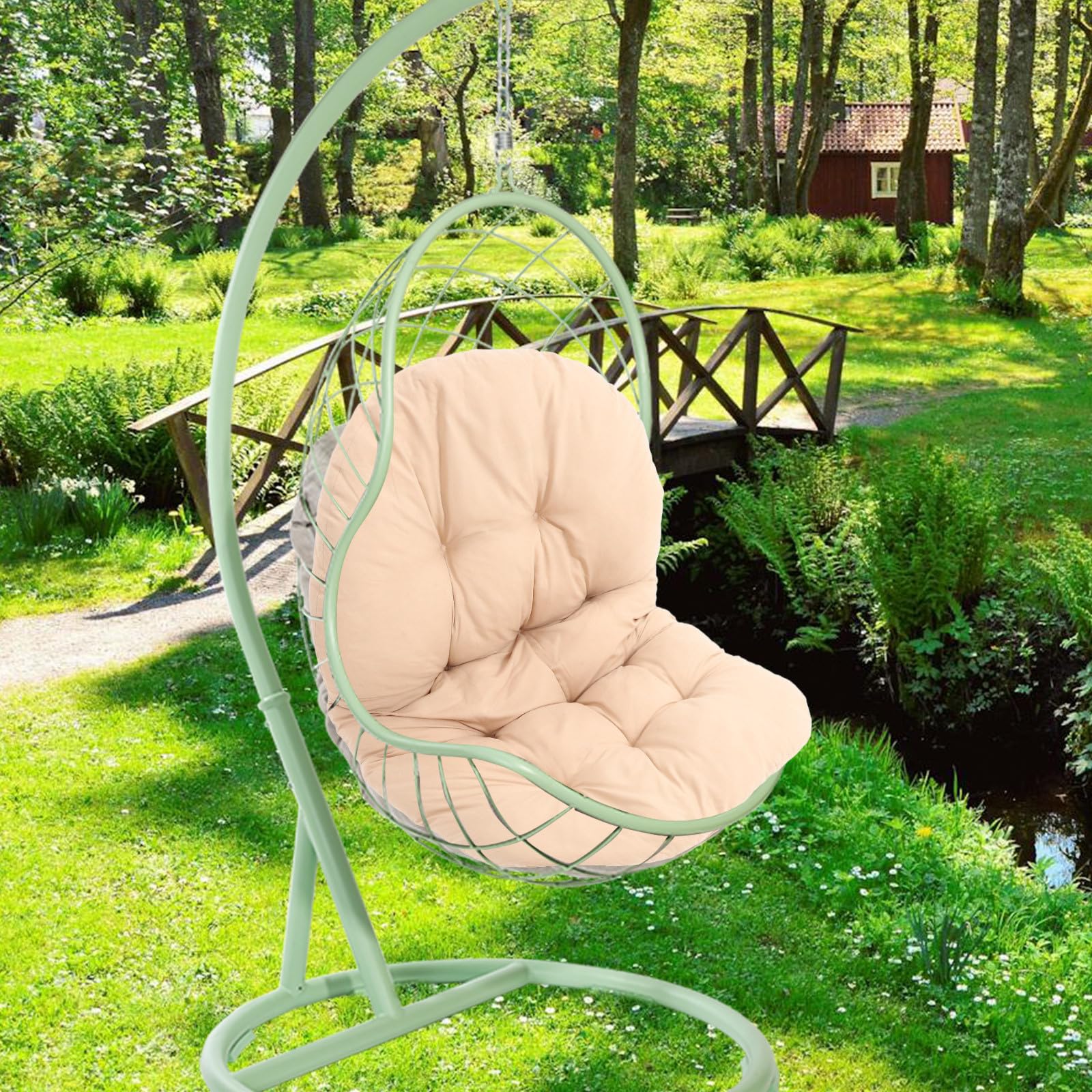 Kichvoe Cojín de Silla Colgante para Exterior, Grueso y Lavable, Poliéster