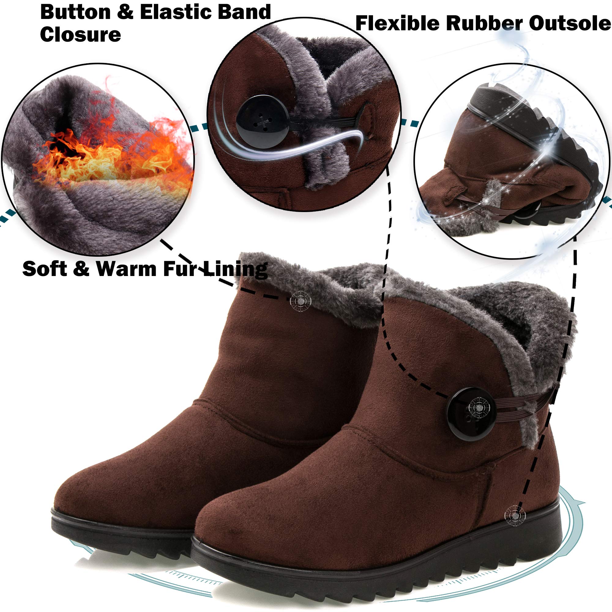 Vunavueya Stivali Donna Invernali Scarpe Stivaletti da Neve con Imbottitura Calda Stivali alla Caviglia Caldi Boots Scarpe 35-41.5