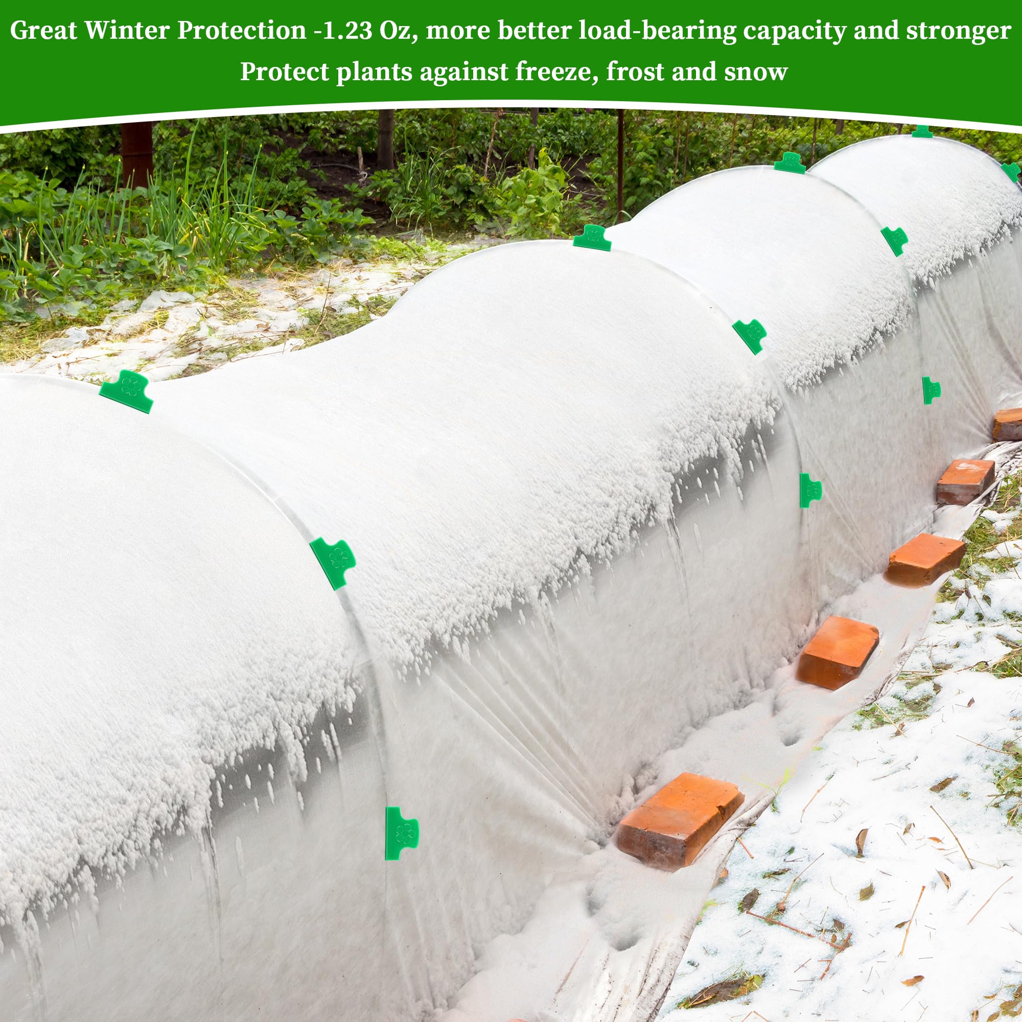 Plant Covers Freeze Protection Kit for Winter, 10 x 30 FT 1.23 Oz Fabric Floating Row Cover Frost Cloth Outdoor Plant Blanket for Frost Snow Protection, Greenhouse Garden Tunnel Hoops for Raised Beds