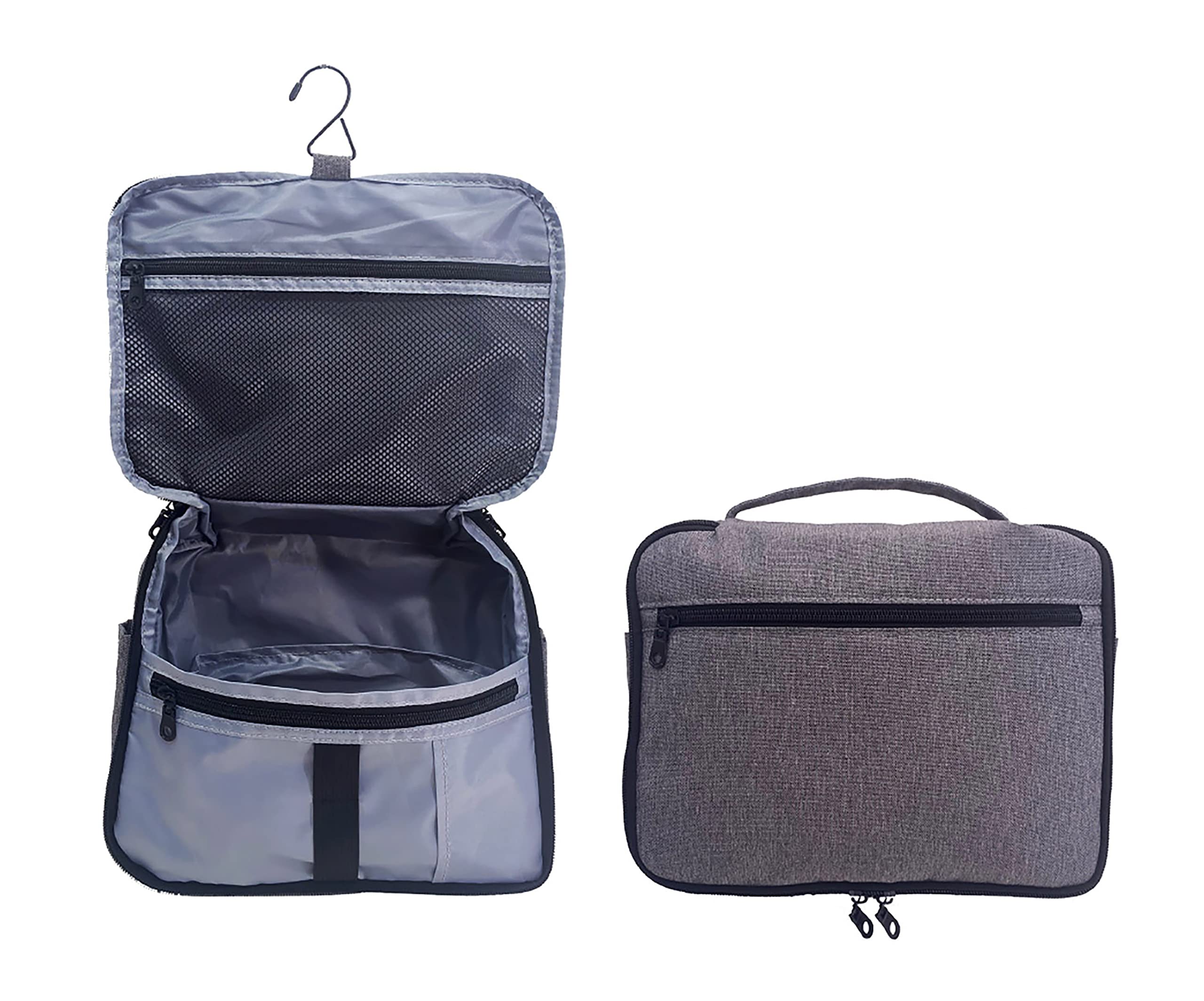 Neceser colgante de viaje para hombres y mujeres, estuche de maquillaje multifuncional para accesorios de tocador, gris, organizador colgante de viaje