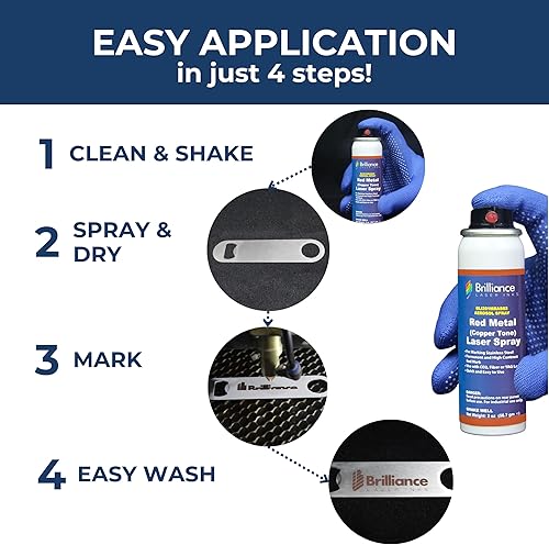 Miniatura 4 de Brilliance Laser Inks Spray de marcado láser de 2 onzas – tono cobre rojo, aerosol permanente de grabado de metal de alto contraste para fibra, YAG,