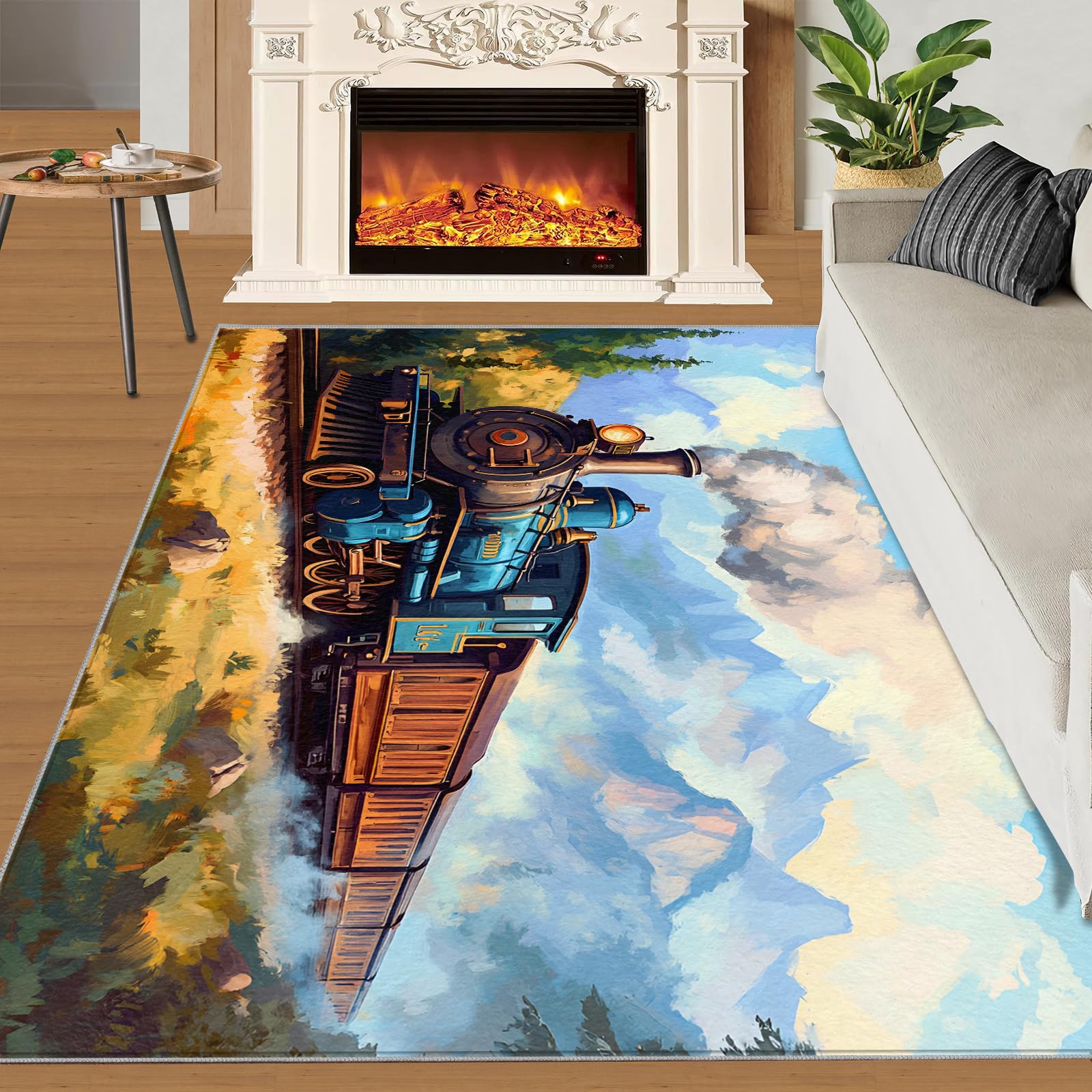 Amazon.com: Train Rugs for Adults - Retro Train Rug, 4x5 Rug