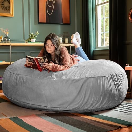 Miniatura 4 de Jaxx Cocoon de 6 pies - Puf grande para adultos, microgamuza platino