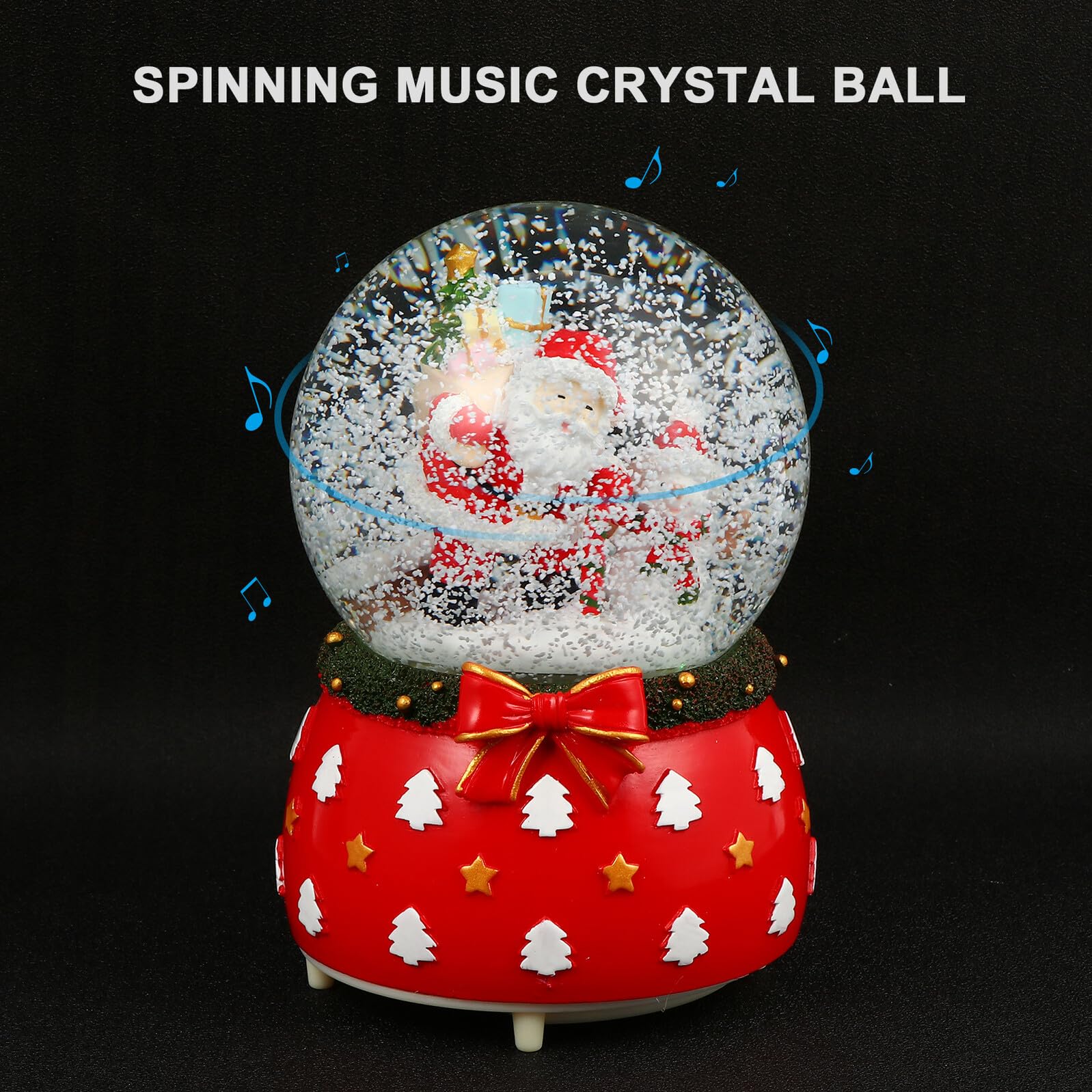 ERINGOGO Bola de Cristal Luminosa Navideña Grande Caja de Música Giratoria Bola de Cristal Decorativa Efecto de Nieve Automática para Decoración y Ambiente Festivo de Navidad