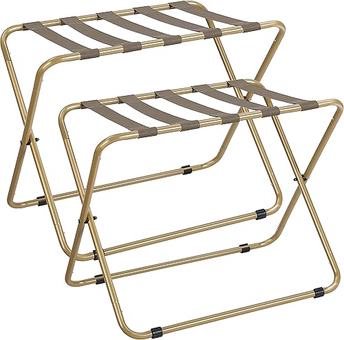ELYKEN Portaequipajes para habitación de invitados, paquete de 2, soporte plegable para maleta, resistente con rodamiento de carga de 110 libras,