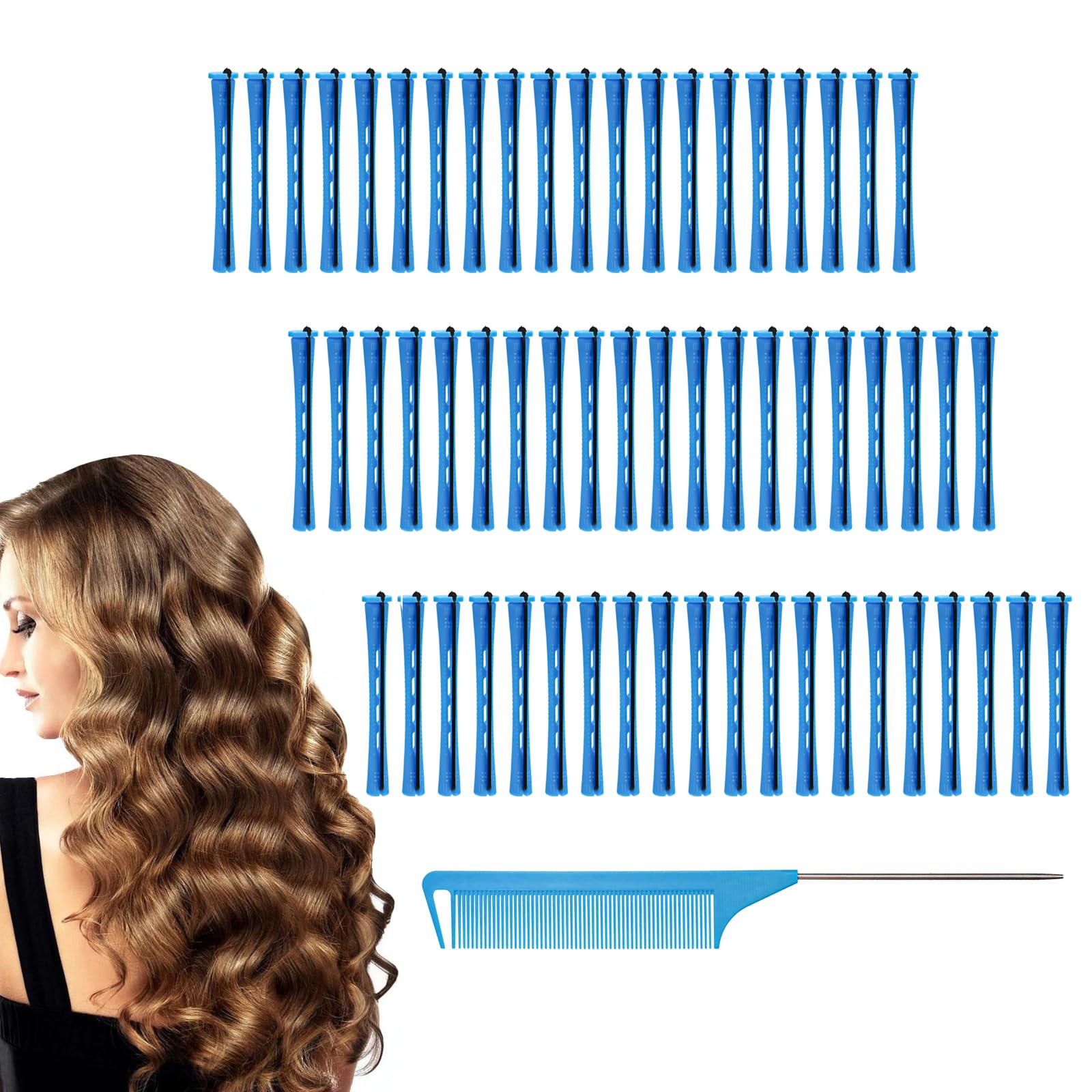 DBOO 60 pcs Small Perm Rods (0.35 Inch) with Tail Comb, 1 count (Pack of 60)