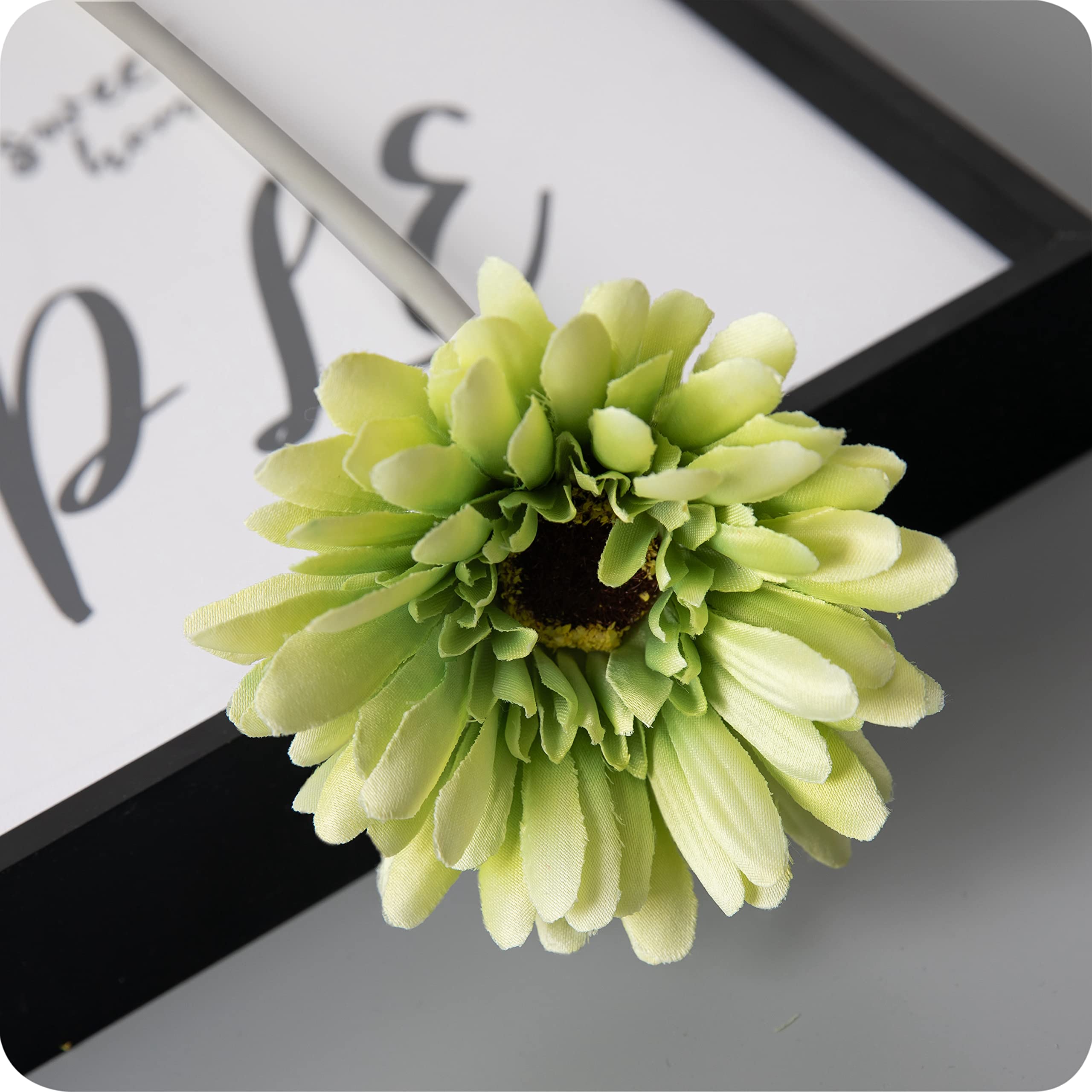 Cn-Knight Green 12Pcs Artificial Gerbera Daisies,22 Inch Long Stem Silk Daisy Flowers,Realistic Artificial Flower Mums For Home Décor Centerpiece Wreath Supplies Wedding Bouquet,