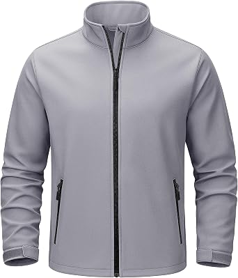 TACVASEN Mens Lightweight Softshell Waterproof Fleece Windbreaker Jacket