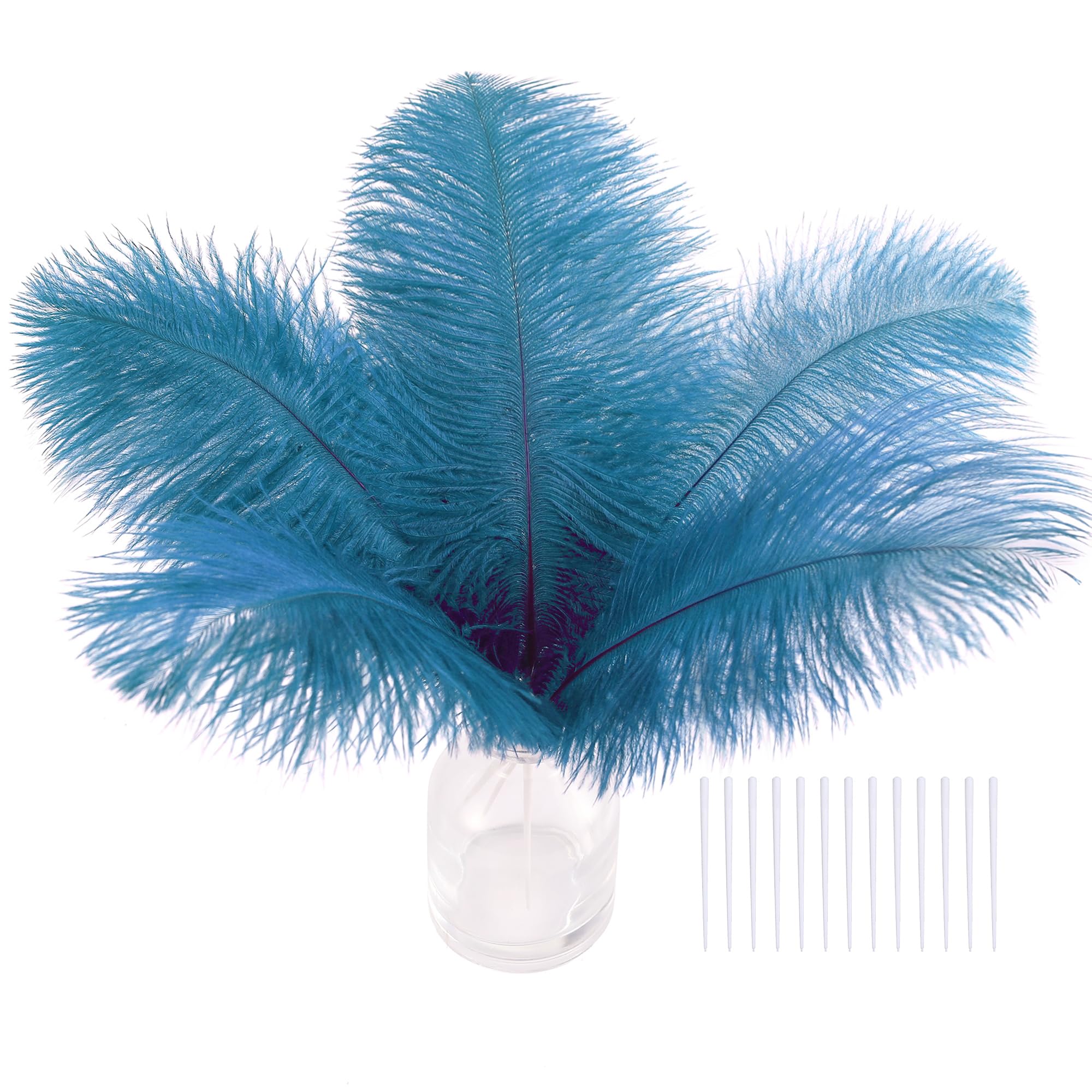 SOGUGOM Turquoise Craft Ostrich Feathers - 30PCS 8-10 inch Ostrich Feathers Kit for Centerpieces, Kindergarten Crafts, Dream Catchers and DIY Projects