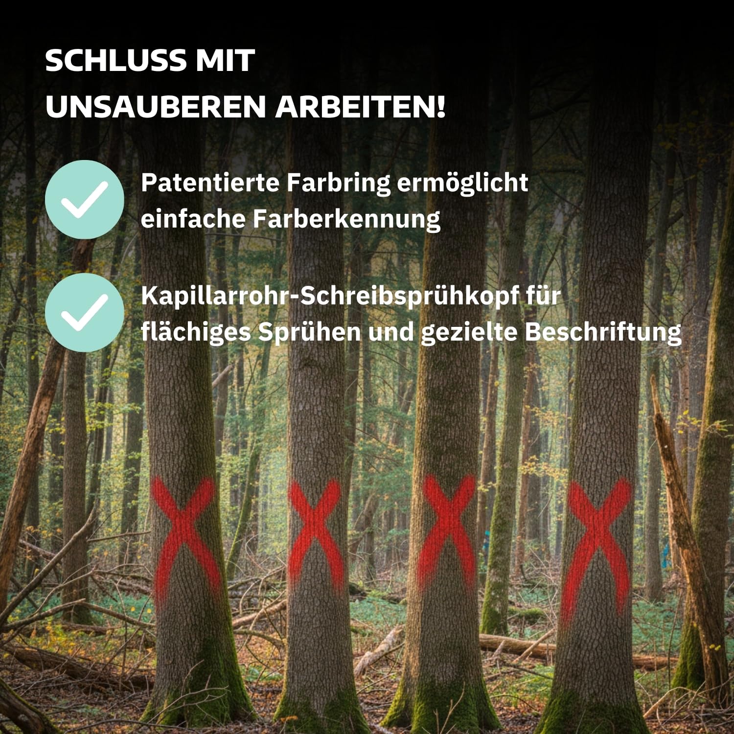 12 x Forst-Markierungsspray in Rot 500 ml I 2-3 Jahre sichtbar I präzises Markierspray Forst I umweltfreundliche Sprühfarbe für Holz I fluoreszierende Farbe I Forst Werkzeug