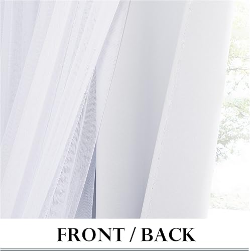 Miniatura 5 de PONY DANCE Cortinas de sala de estar de 72 pulgadas de largo, cortinas opacas superpuestas traslúcidas, 52 pulgadas de ancho, paneles de tratamiento