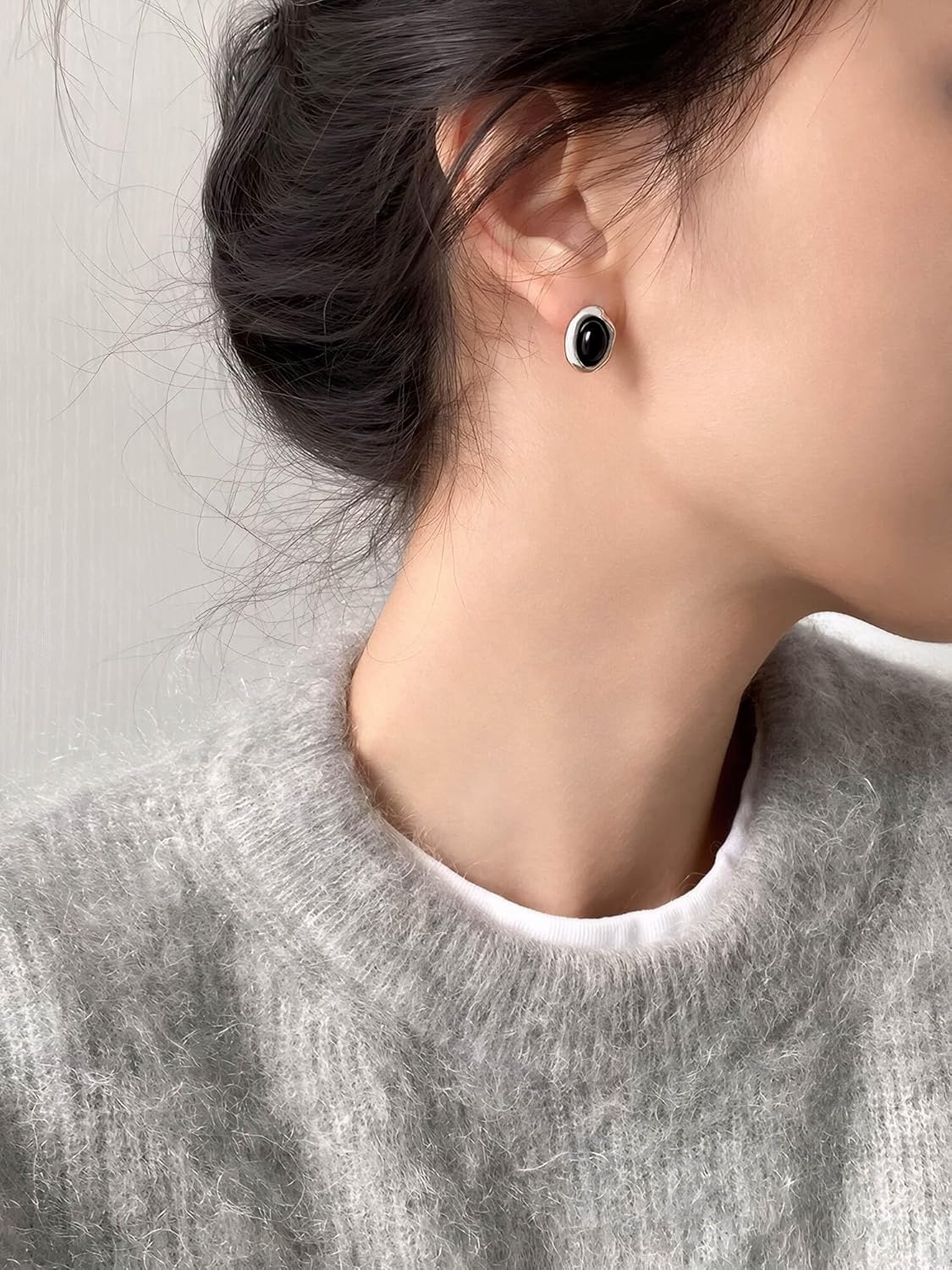 Genuine Small Black Onyx Stud Earrings for Women, Hypoallergenic Stud Earrings with Sterling Silver Posts, Handmade Minimalist Onyx Jewelry - Image 3