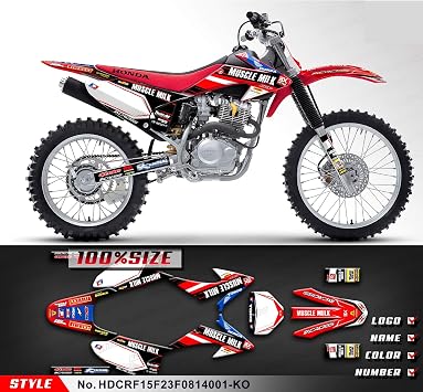 Custom Decal Kit for CRF230F CRF150F 2008 2009 2010 2011 2012 2013 2014, Black White Red