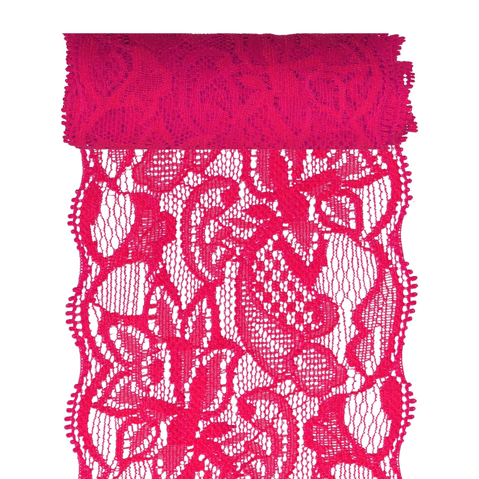 Glarks 1Rolls 4.57m x 80mm Fabric Lace Ribbon, Rose Red Floral Pattern Fabric Ribbon, Elastic Stretchy Trim for Wedding Decorating, Sewing, Hair Bow Making