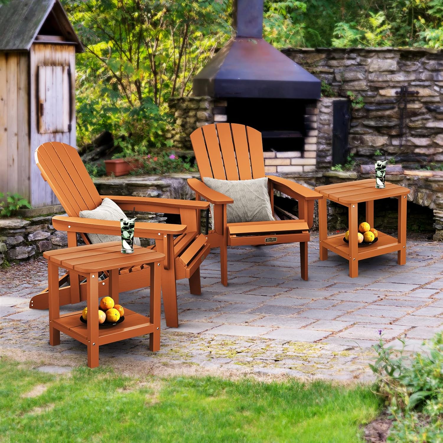 SERWALL Adirondack Table Outdoor Side Table- Orange : Patio, Lawn & Garden