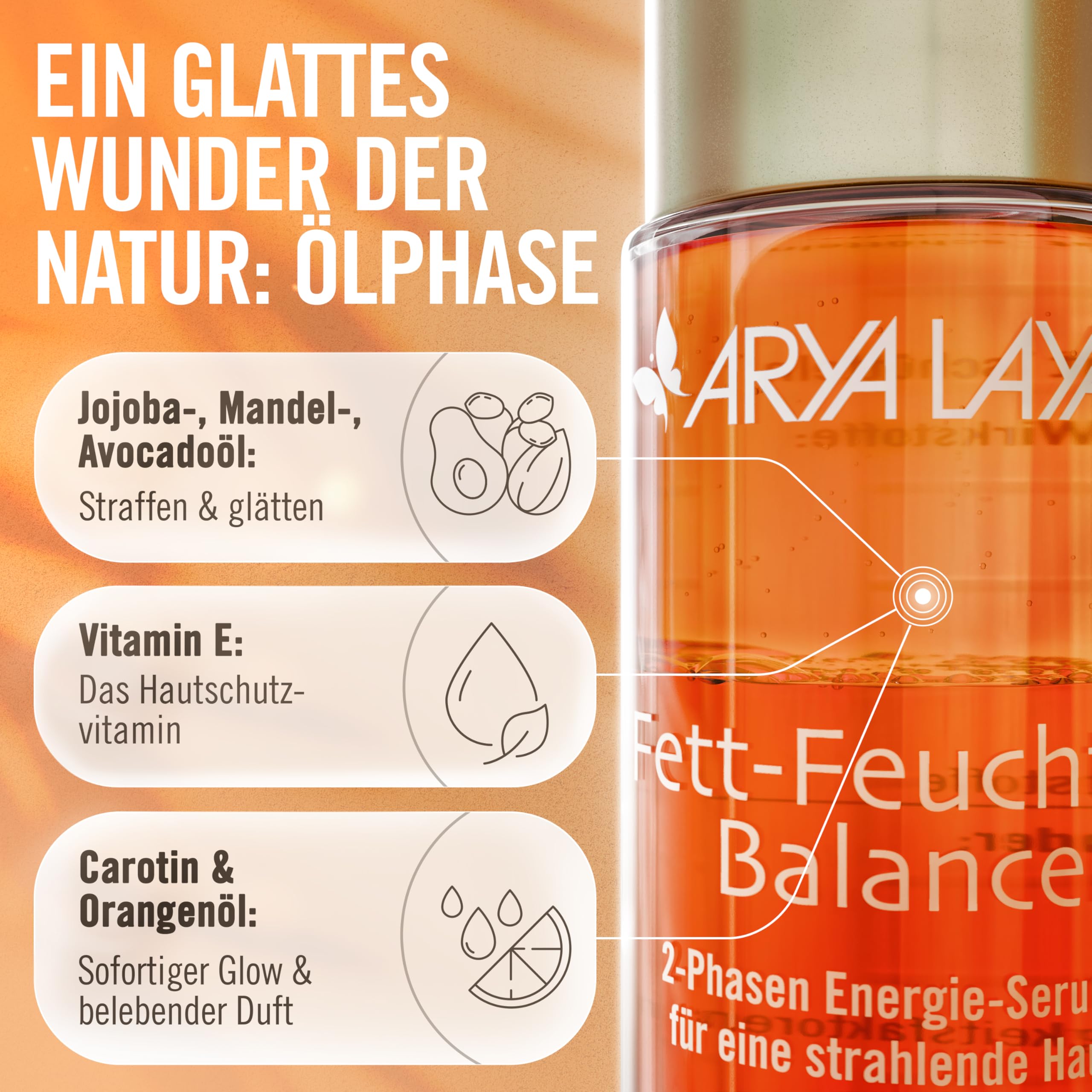 ARYA LAYA Serum równoważące wilgoć i tłuszcz Klassiker, 2 x 50 ml – 2-fazowe serum energetyczne dla wielu typów skóry, alternatywa dla ampułek, zmniejsza pierwsze zmarszczki, rewitalizujące i
