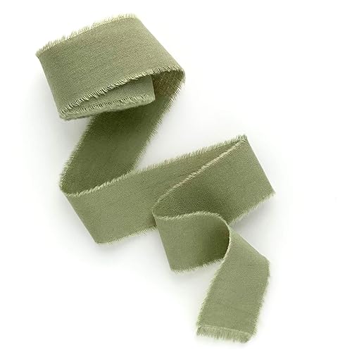 Miniatura 124 de Dark green 1 inch wide 5 yds frayed edges handmade cotton ribbon hand dyed for Rustic wedding invitation ties favors gift wrapping Party decor bows