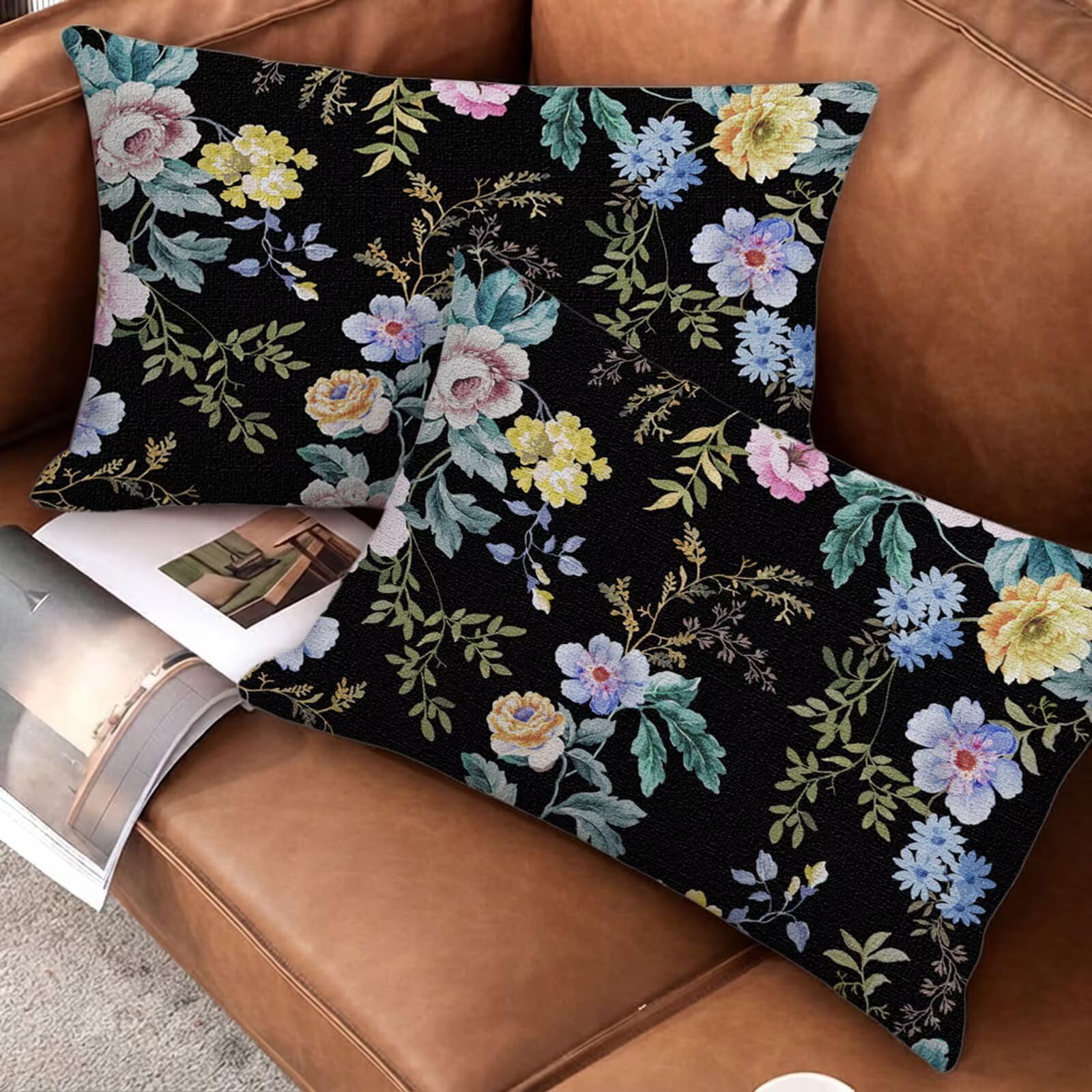 Zestaw 2 poduszek na sofę 60 x 80 cm retro poszewki na poduszki na sofę E