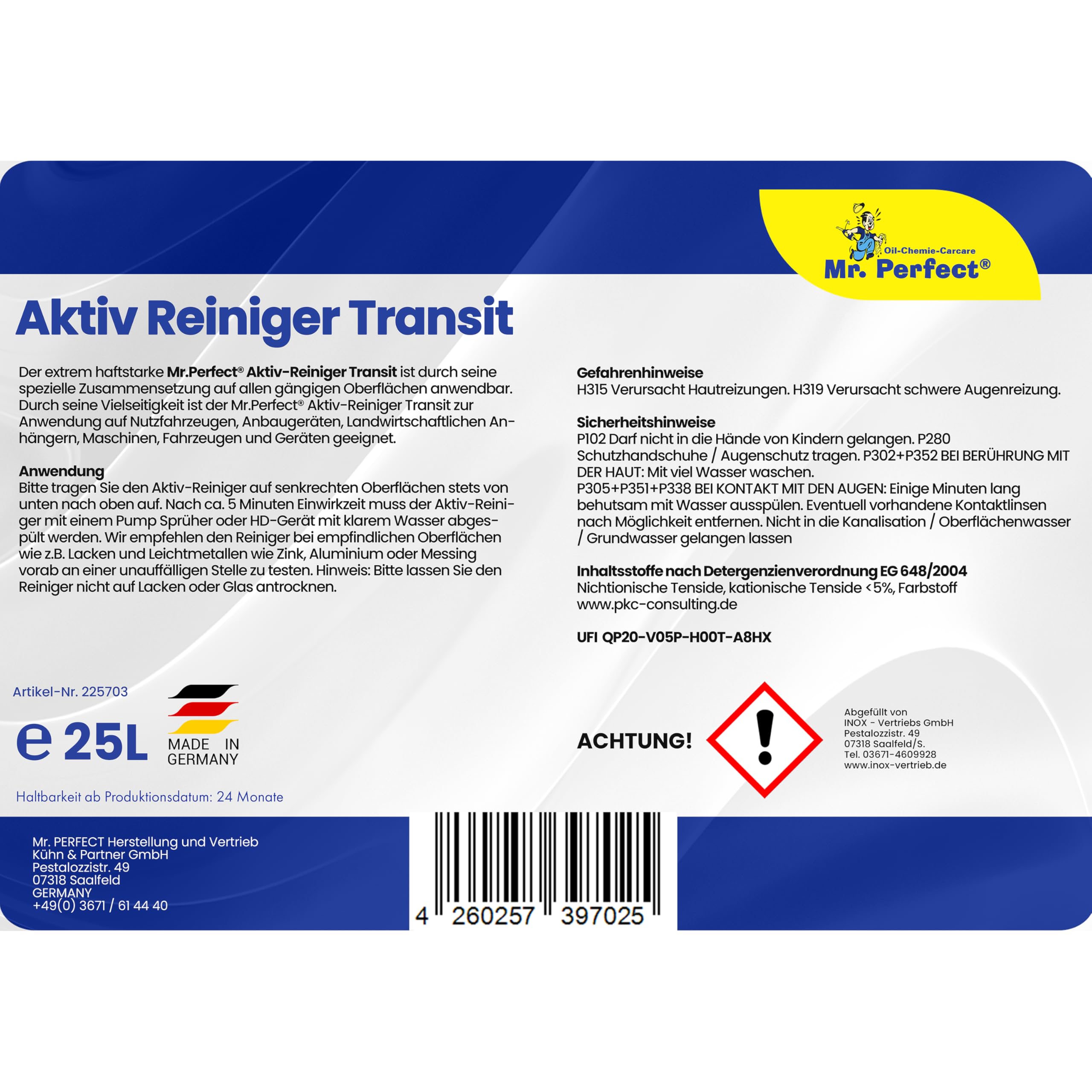 Mr.Perfect - Hochwirksamer Nutzfahrzeugreiniger 25L | Effektiver Reiniger für Nutzfahrzeuge| Profi Reiniger für LKW, Wohnmobile und Caravan I Idealer Landmaschinenreiniger