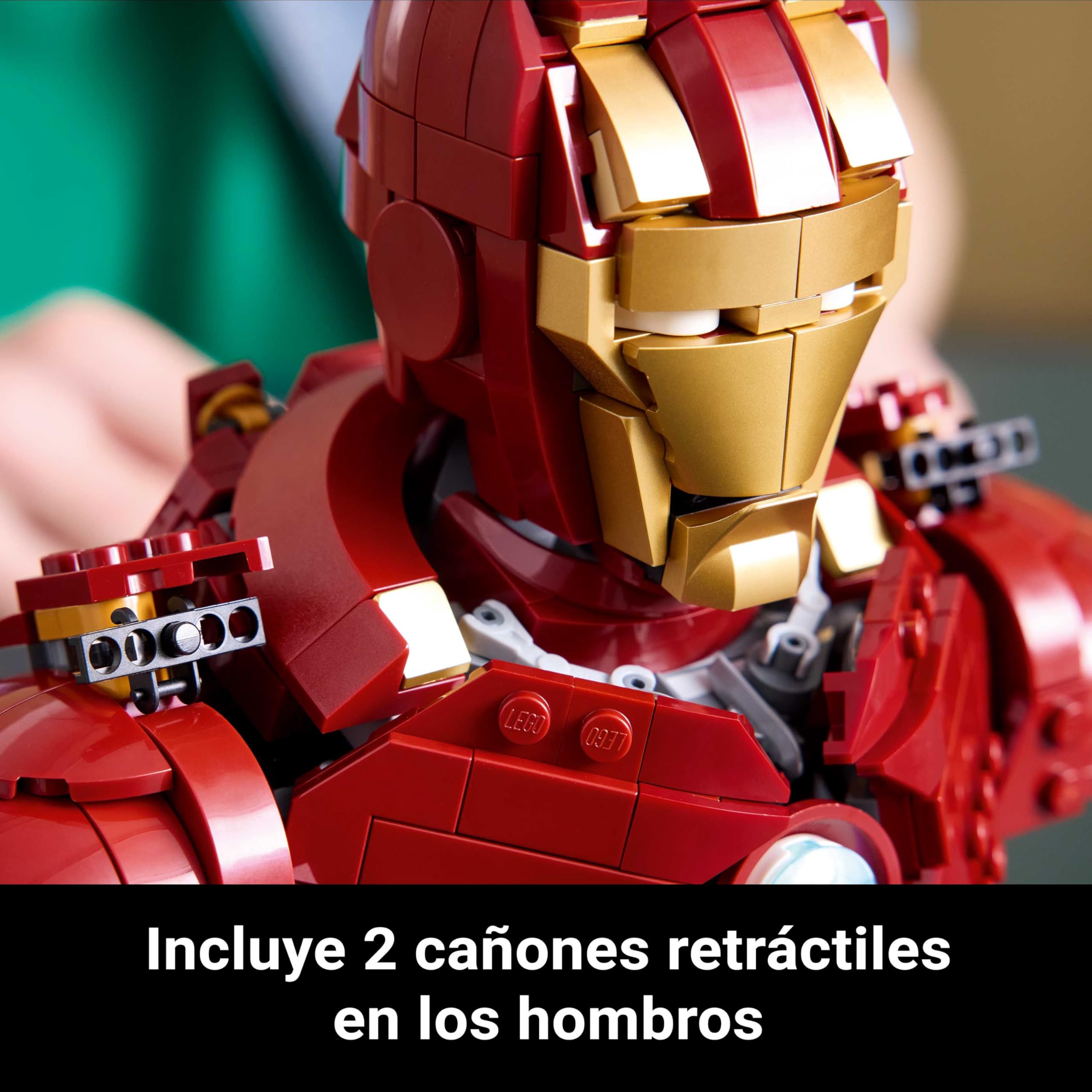 LEGO Marvel Busto de Iron Man MK4 - Maqueta para Adultos de Superhéroe con Minifigura de Tony Stark, Cañones de Hombros y Cabeza Articulada - Regalo para Hombres y Mujeres Fans de los Vengadores 76327