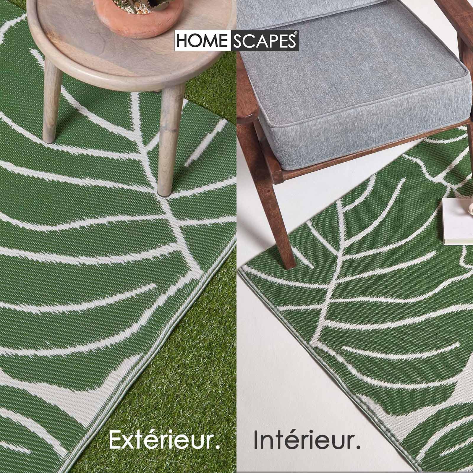 HOMESCAPES Tapis extérieur résistant Pluie et UV, Tapis de Jardin imperméable réversible Vert Ada, 180 x 270 cm, Intérieur extérieur terrasse Balcon