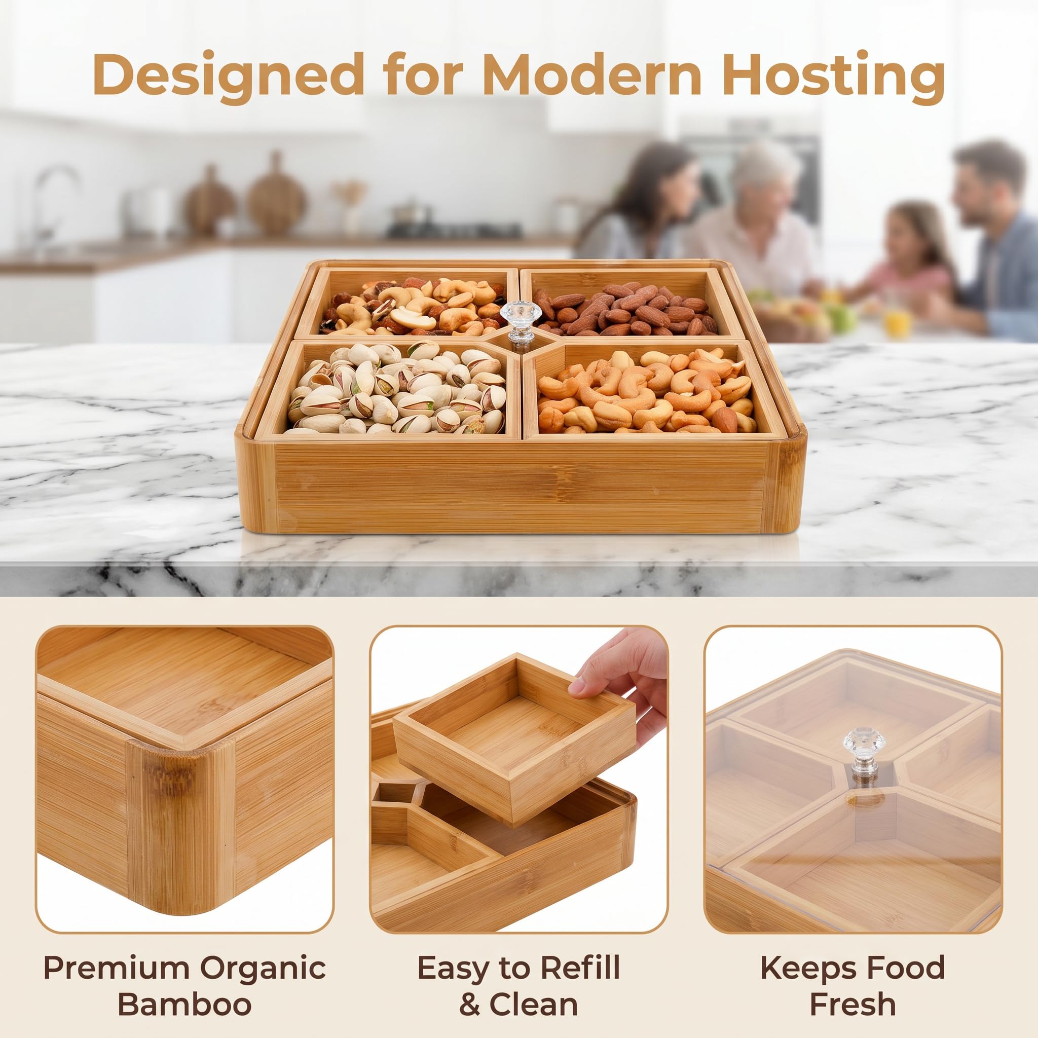 Amazon.com: WUWEOT Bamboo Nut and Candy Serving Tray, Party