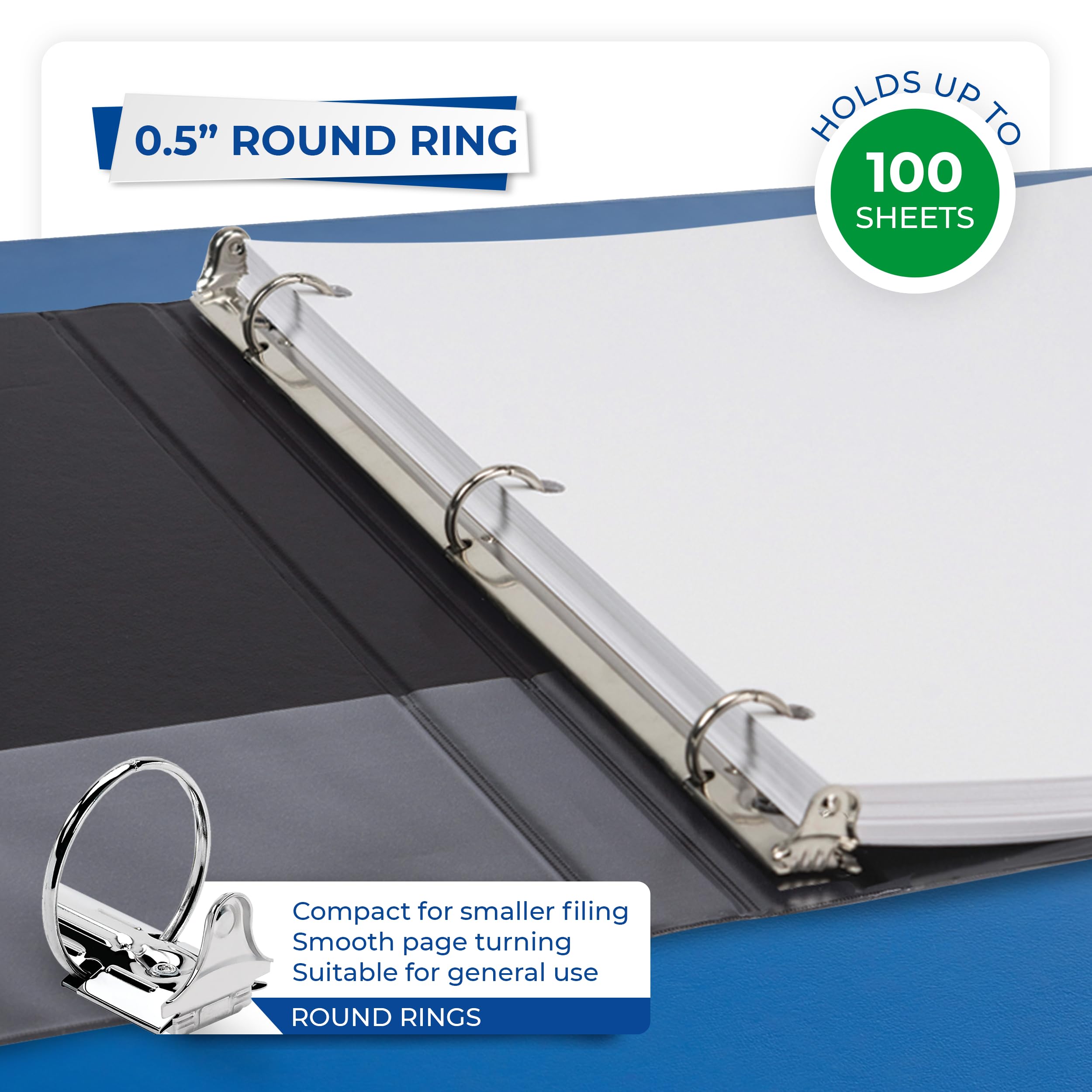 Samsill Economy Ringbuch, 1,2 cm, rund, schwarz, anpassbar, durchsichtig, I08510