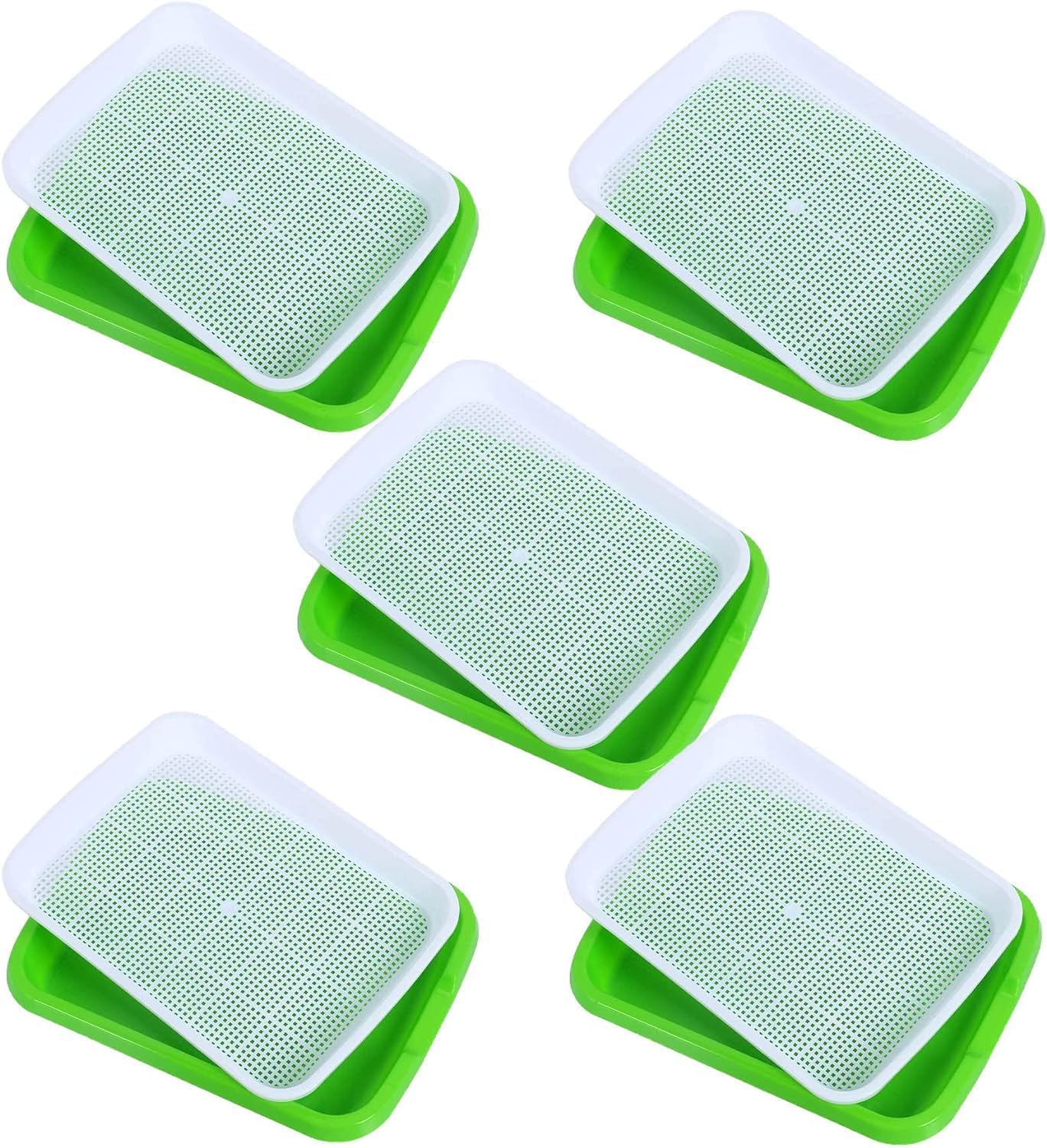 WOODONICK Seed Sprouter Tray with Drain Holes - BPA Free Seed Garden Plant Germination Trays, without Lid Tray, Sprouter Microgreens Growing Kit with Germinating Paper (PACK of 5)