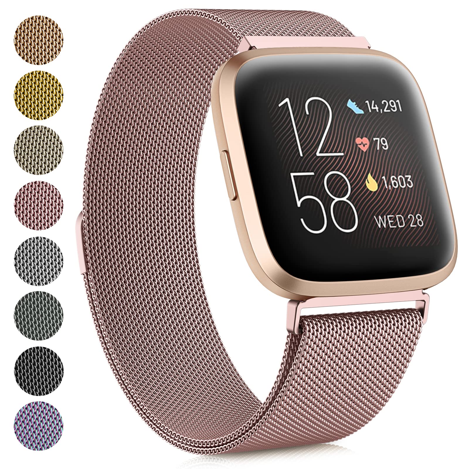 Tobfit Watch Strap Compatible with Fitbit Versa 2 (Watch Not Included), Stainless Steel Chain Strap with Magnetic Buckle Compatible for Men & Women-picture-17