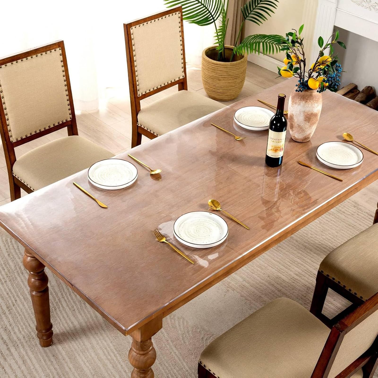 Sottomano da scrivania Trasparente 80x40cm Tovaglia PVC Trasparente Impermeabile, Antiscivolo, Copritavolo Trasparente con Bordi Rotondi, per Ufficio, casa, Scuola(140cm*180cm)