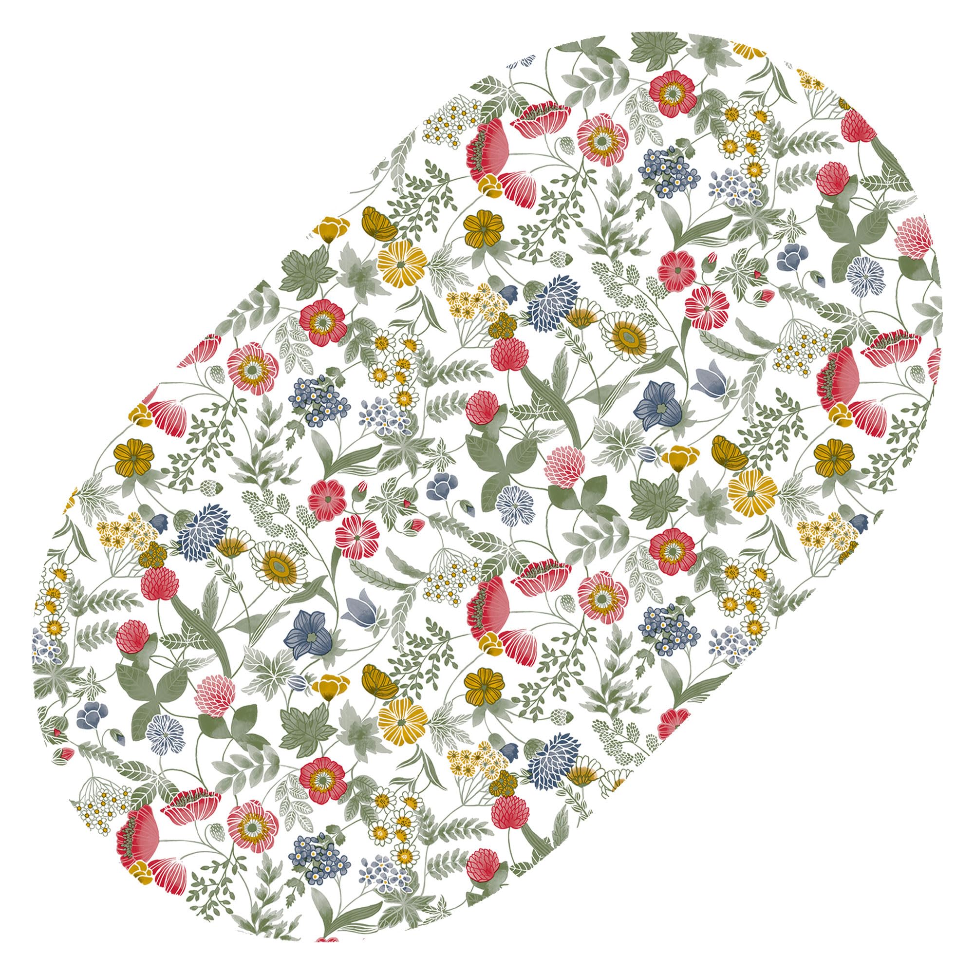 Qpc Direct Multicolor Wild Flowers Multi Pvc Oilcloth Table Cover Vinyl Tablecloth, 140 X 250Cm Oval