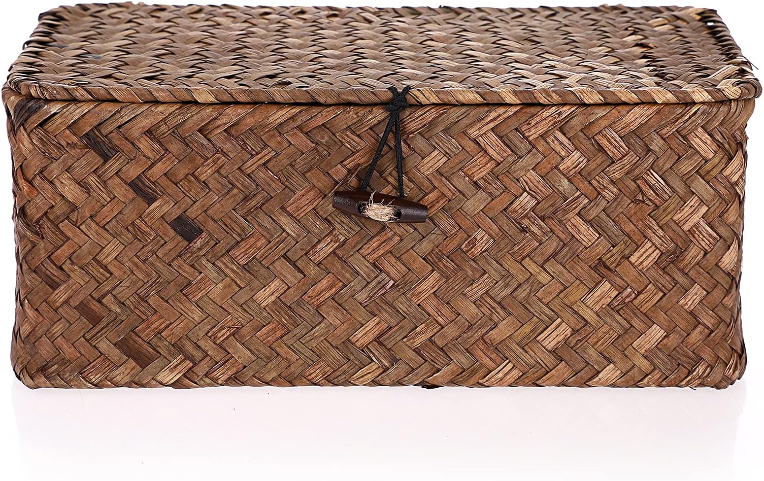 BTSKY Woven Wicker Storage Bins with Lid Natural Seagrass Rattan