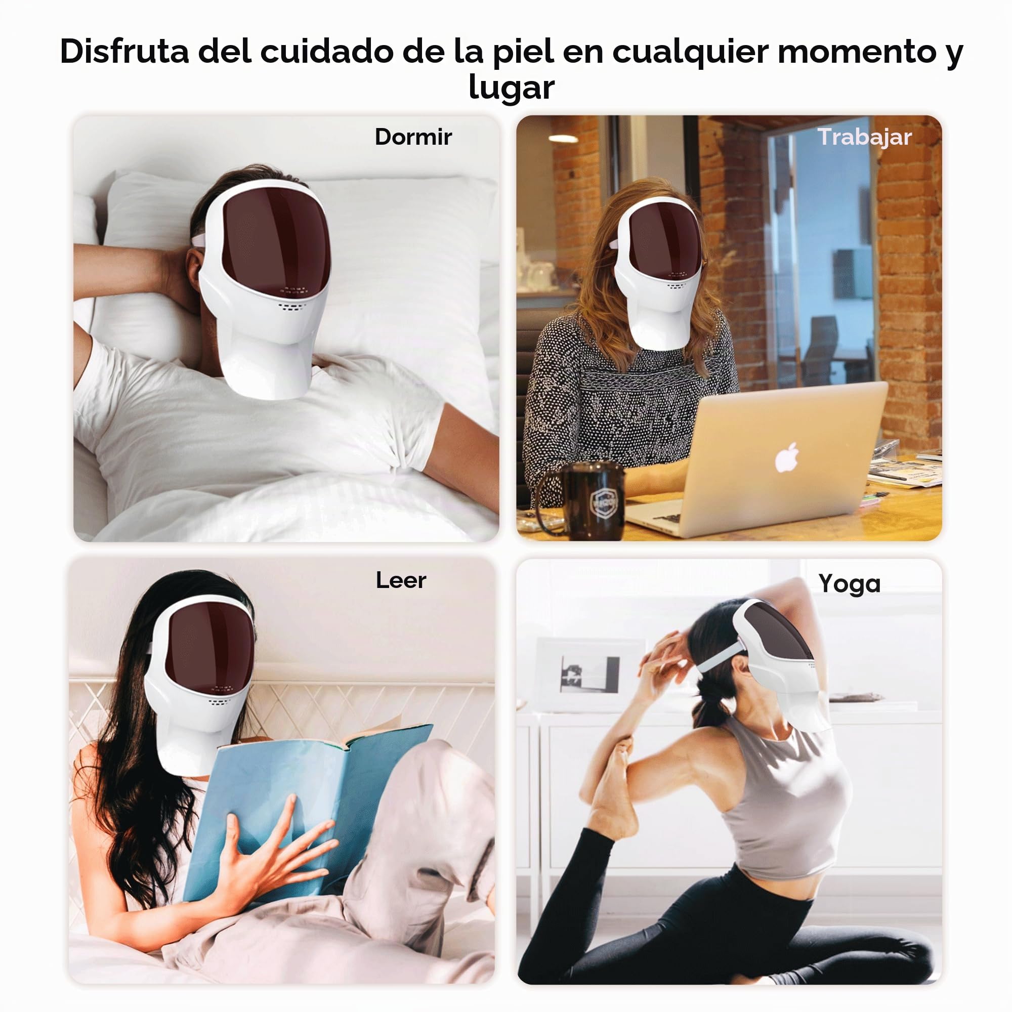 Máscara Facial LED de Fototerapia, Mascarilla LED de para Mujeres y Hombres, 7 colores Máscara de terapia Luz Roja Para Rostro y Cuello Rejuvenecimiento Anti-envejecimiento