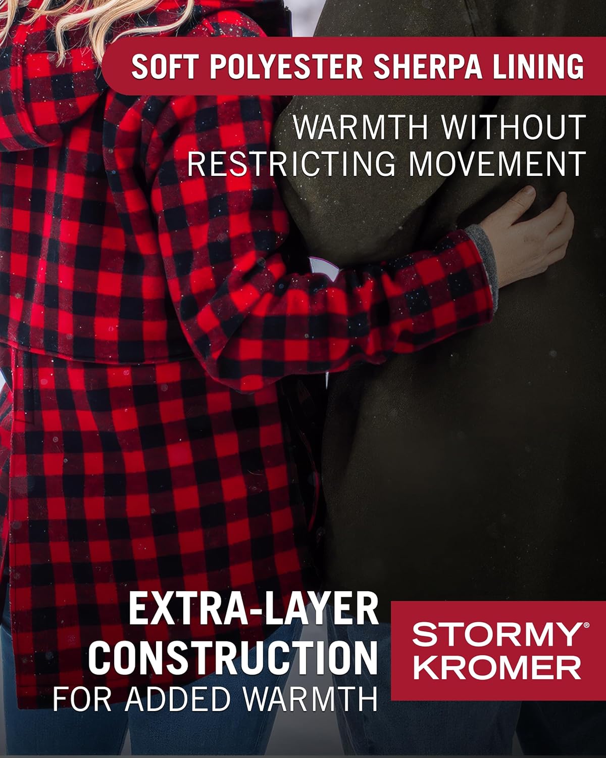 Stormy Kromer The Swallowtail Jacket, Plymouth Plaid, Size Medium, Wool Blend w/Sherpa Lining, Dropped Tail Hem, Cozy Hooded Outdoor Style, Made in USA w/Globally Sourced Materials, Dry Clean Only