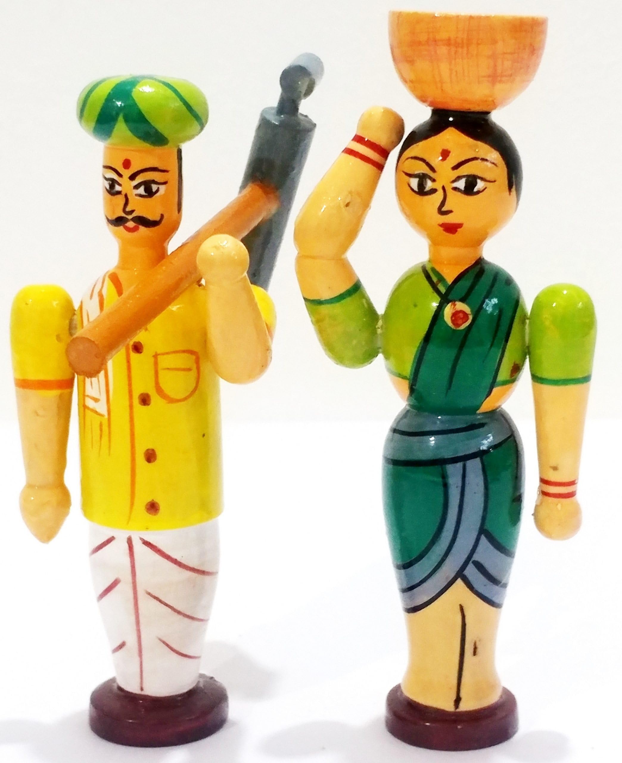 Crafts India® Handcrafted channapatna Wooden Farmer Couple Dolls/Toys- Mr & Mrs ningappa and ningamma- 12 cms (B09RJBTZ5N) Amazon Price History, Amazon Price Tracker