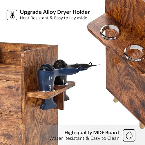 Miniatura 5 de OmySalon Gabinete de almacenamiento de estación de salón de 4 capas, estaciones de peluquería de belleza, equipo de estación de estilista con 2