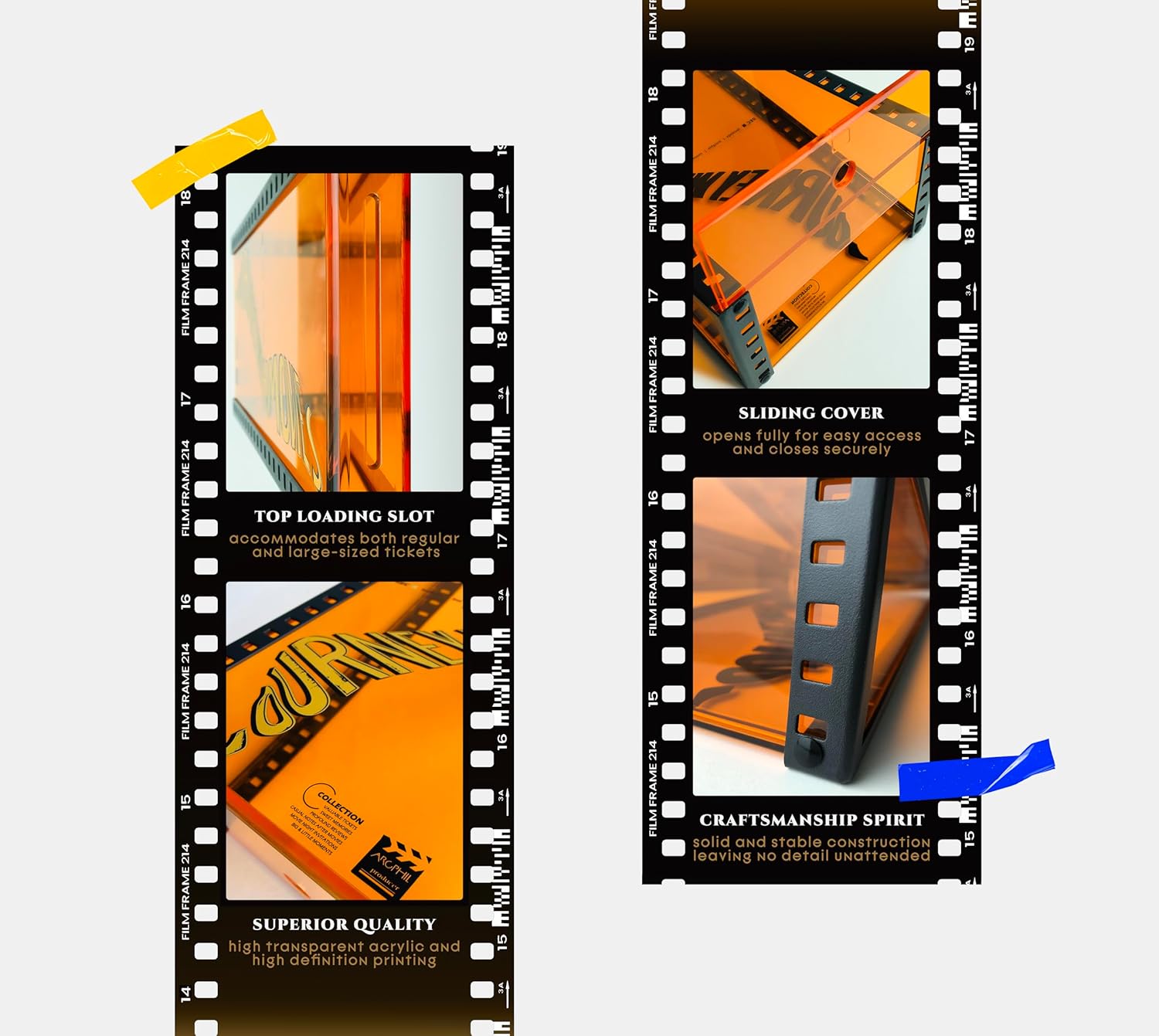 Movie Ticket Holder Shadow Box with Slot Memory Box for Keepsakes Movie Theater Decor Top Loading Display Case