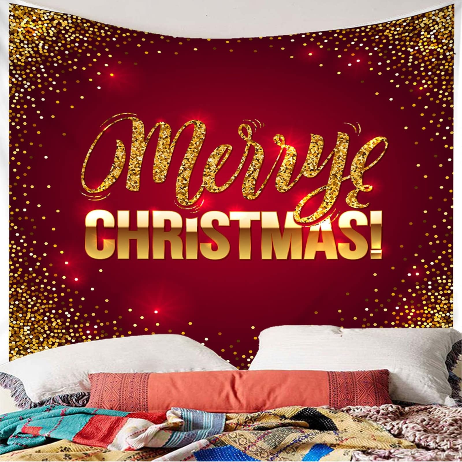 AmDxD Merry Christmas - Arazzo da parete, 210 x 140 cm, motivo