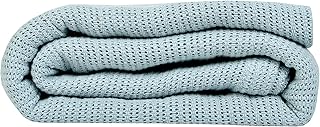 Linteum Textile Supply Leno Weave Ice Grey Blanket, Queen 100% Cotton, Lightweight, Warm, Extra-Fluffy, Premium and Durabl...