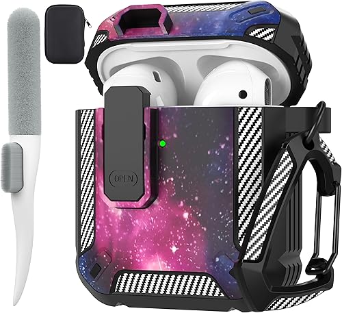 Vista 25 de Maxjoy Funda Protectora para AirPods de 2ª Generación, Funda para AirPods con Cerradura Gen 2 Carcasa Rígida Resistente a Prueba de Golpes Cubierta