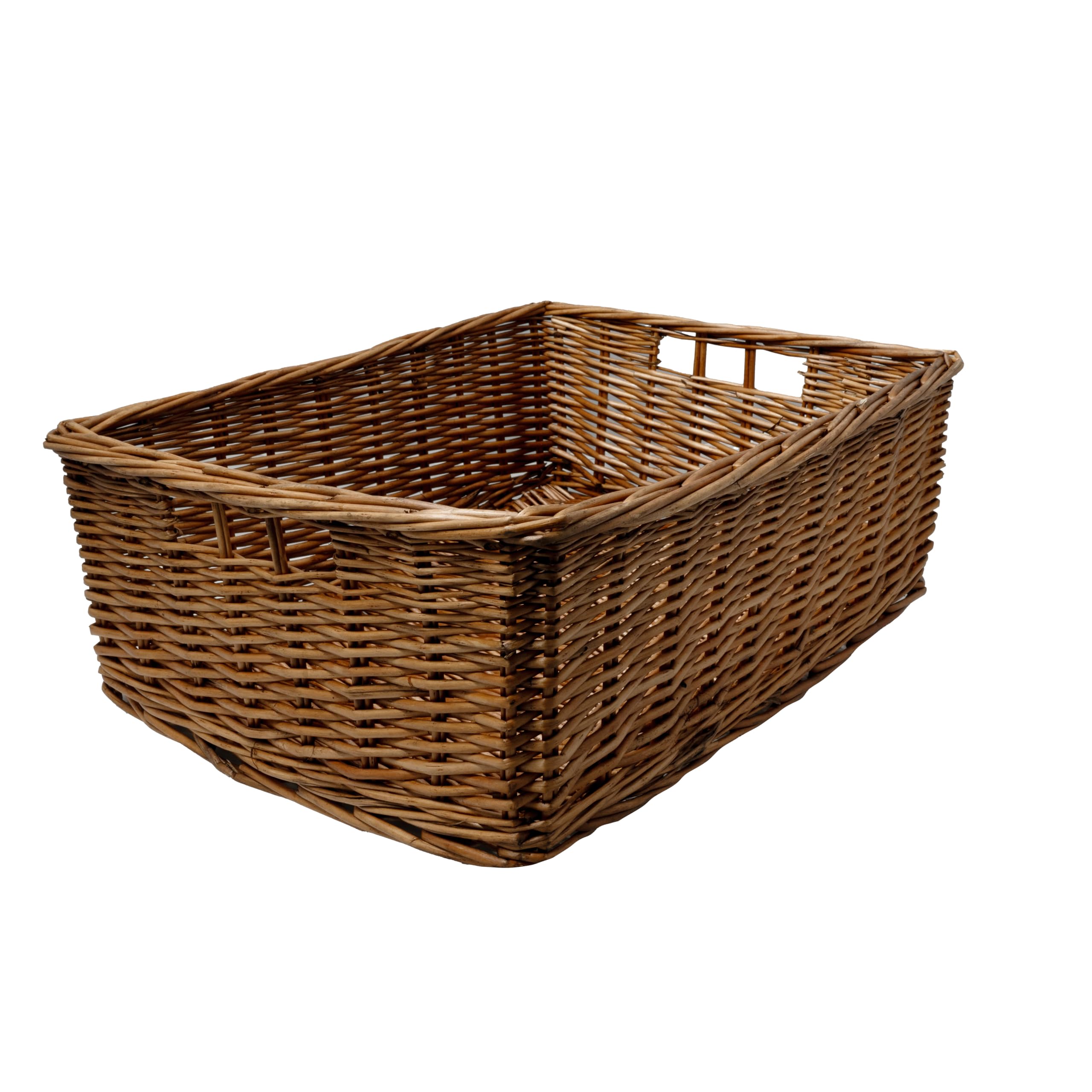 Arthur Cameron - Rectangular Shallow Wicker Storage Tray - Hand-woven by skilled artisans in Northern China, an organiser basket is the perfect home storage solution (Distilled Brown, Large)